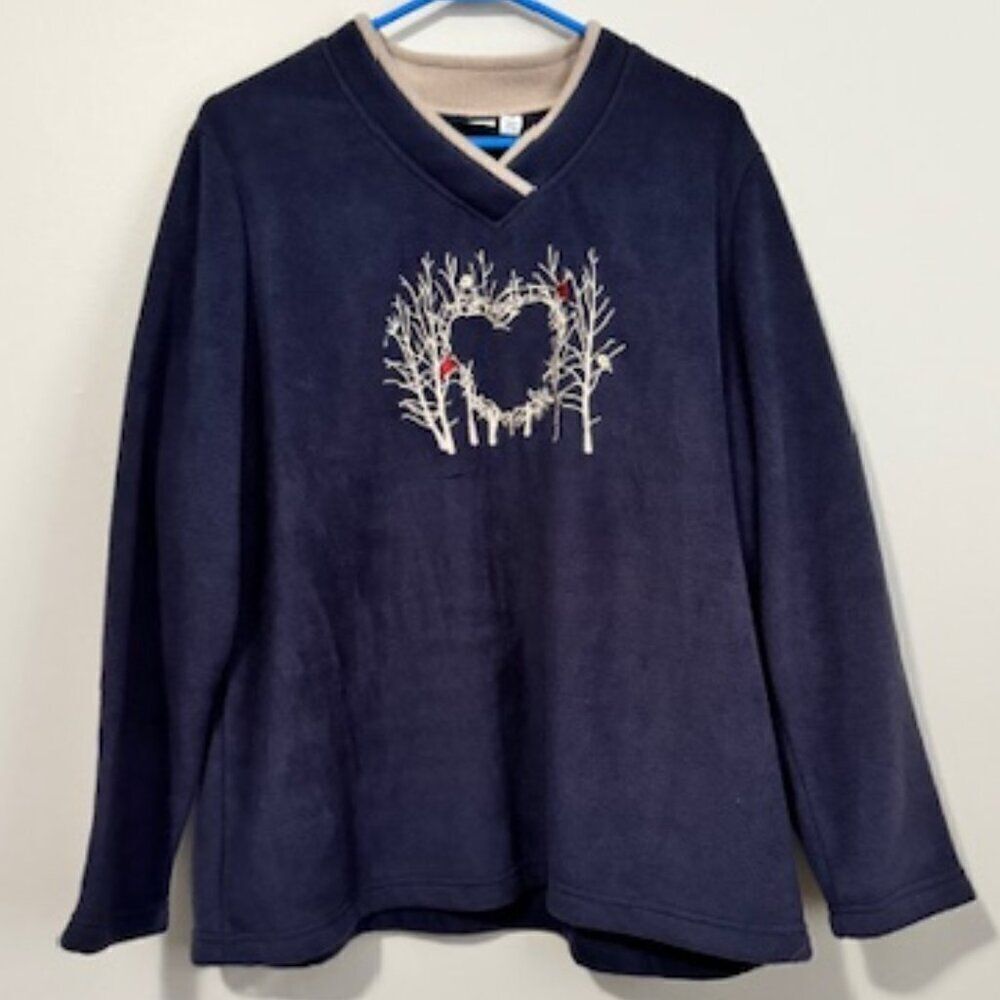 USED Woman's Croft & Barrow Long Sleeve Sweatshirt Color Blue/Tan Size 1X